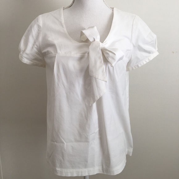 LOFT Tops - LOFT White Short Sleeve Bow Tie Blouse